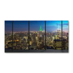 Wallmuralia Foto-obraz fotografie na skle New York noc 100x70 cm 2 úchytky