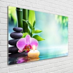 Wallmuralia Foto obraz fotografie na skle Orchidej bambus 100x70 cm 2 úchytky