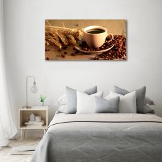 Wallmuralia Foto obraz sklo tvrzené Aromatická káva 100x50 cm 2 úchytky