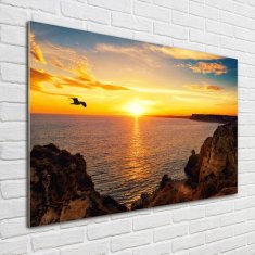 Wallmuralia Fotoobraz na skle Západ slunce moře 100x70 cm 4 úchytky