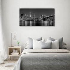 Wallmuralia Foto obraz fotografie na skle Manhattan noc 100x50 cm 2 úchytky