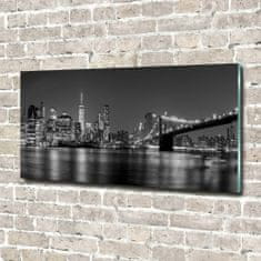 Wallmuralia Foto obraz fotografie na skle Manhattan noc 100x50 cm 2 úchytky