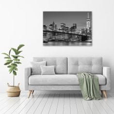 Wallmuralia Foto-obraz fotografie na skle Manhattan noc 100x70 cm 4 úchytky