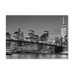 Wallmuralia Foto-obraz fotografie na skle Manhattan noc 100x70 cm 4 úchytky