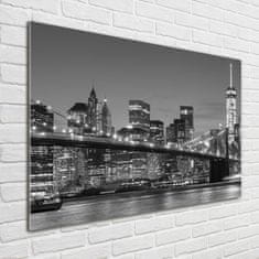 Wallmuralia Foto-obraz fotografie na skle Manhattan noc 100x70 cm 4 úchytky