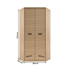 KONDELA Skříň rohová 2D, dub madura / wellington, DIAZ