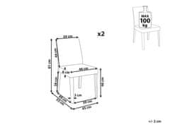 Beliani Sada 2 čalouněných jídelních židlí světle šedé PHOLA