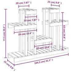 Petromila Stojan na rostliny šedý 104,5x25x77,5 cm masivní borové dřevo