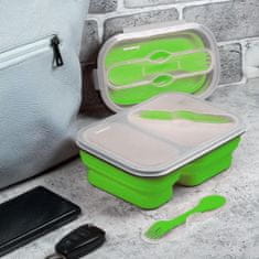 KLAUSBERG Lunchbox. Krabička na oběd. Silikonový obědový box 900 ml 2-komorový KB-7023 - ZELENÝ