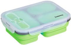 KLAUSBERG Lunchbox. Krabička na oběd. Silikonový obědový box 1100 ml tříkomorový KB-7024 - ZELENÝ