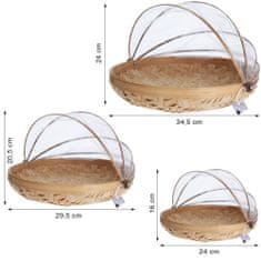 INNA Moskytiéra Bambusová síť proti hmyzu na ovoce na stůl - sada 3 kusů