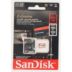 SanDisk Extreme microSDXC 512GB + SD Adapter 190MB/s and 130MB/s A2 C10 V30 UHS-I U3