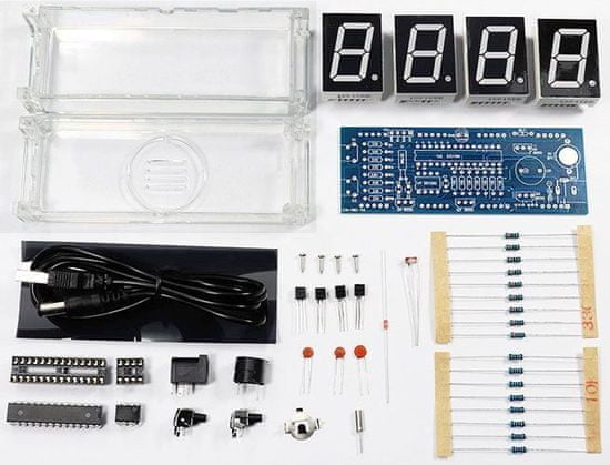 HADEX Digitální hodiny LED 082V4 - zelené, STAVEBNICE