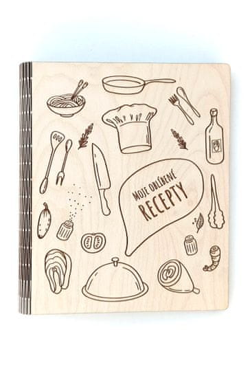 MAJA DESIGN Dřevěný zápisník - kuchařka - Moje oblíbené recepty
