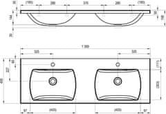 Ravak Dvojumyvadlo RAVAK Classic II 1300 bílé s otvory
