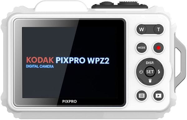  moderní kompaktní digitální fotoaparát kodak wpz2 liion videa hd fotorežimy 16mpx fotky detekce obličeje redukce červených očí voděodolný 