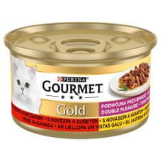 Gourmet GOLD s hovězím a kuřecím 85g směs grilovaných a uzených kousků