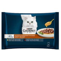 Gourmet PERLE Multipack 4x85g Gravy Delight s kuřetem a hovězím masem