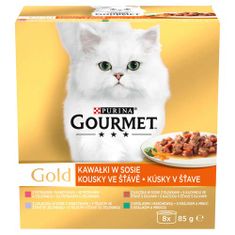 Gourmet GOLD 8x85g kúsky v šťave zo zeleninou