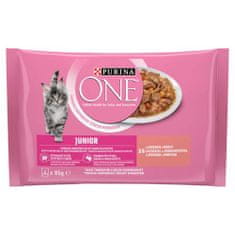 Purina ONE Multipack JUNIOR mini filetky s lososem a mrkví ve šťávě 4x85g