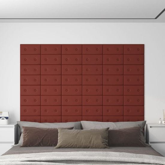 Vidaxl Nástěnné panely 12 ks vínové 30 x 15 cm umělá kůže 0,54 m²