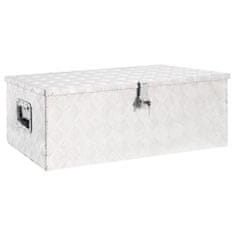 Greatstore Úložný box stříbrný 90 x 47 x 33,5 cm hliník