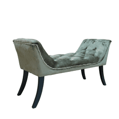 KONDELA Designová lavice, olivově zelená Velvet látka / kaučukové dřevo, HEMY TYP 2