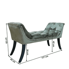 KONDELA Designová lavice, olivově zelená Velvet látka / kaučukové dřevo, HEMY TYP 2