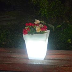 LED solární svítící květináč hranatý studená bílá, iPRO, 1W, studená bílá
