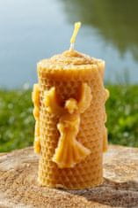 Zaparkorun.cz Litá svíčka s anděly z pravého včelího vosku, výška 10 cm, 162 g, Bee harmony