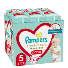 Pampers Plenkové Kalhotky Premium Care Velikost 5 (12kg - 17kg) 104 ks