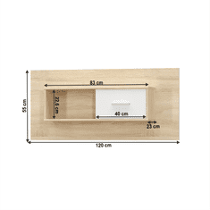 KONDELA Visící skříňka 1D, bílá/dub sonoma, TEYO