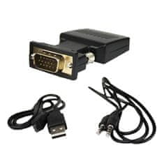 Northix Adaptér VGA na HDMI s 3,5 mm audio jackem 