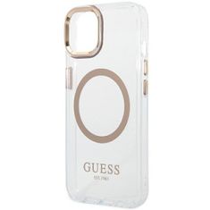 Guess GUHMP14SHTRMD hard silikonové pouzdro iPhone 14 6.1" gold Metal Outline Magsafe