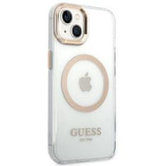 Guess GUHMP14SHTRMD hard silikonové pouzdro iPhone 14 6.1" gold Metal Outline Magsafe