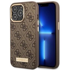 Guess GUHMP14LU4GPRW hard silikonové pouzdro iPhone 14 PRO 6.1" brown 4G Logo Plate MagSafe