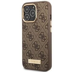 Guess GUHMP14LU4GPRW hard silikonové pouzdro iPhone 14 PRO 6.1" brown 4G Logo Plate MagSafe