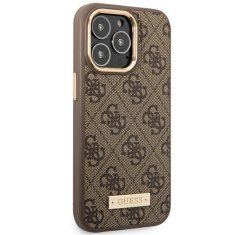 Guess GUHMP14LU4GPRW hard silikonové pouzdro iPhone 14 PRO 6.1" brown 4G Logo Plate MagSafe