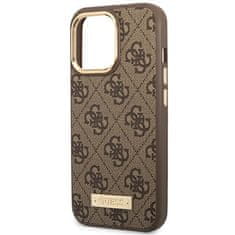 Guess GUHMP14LU4GPRW hard silikonové pouzdro iPhone 14 PRO 6.1" brown 4G Logo Plate MagSafe