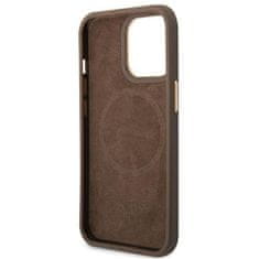 Guess GUHMP14LU4GPRW hard silikonové pouzdro iPhone 14 PRO 6.1" brown 4G Logo Plate MagSafe