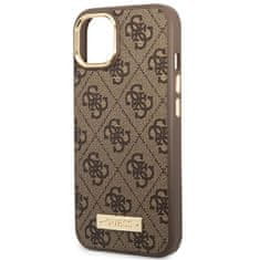 Guess GUHMP14MU4GPRW hard silikonové pouzdro iPhone 14 PLUS 6.7" brown 4G Logo Plate MagSafe