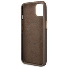 Guess GUHMP14SU4GPRW hard silikonové pouzdro iPhone 14 6.1" brown 4G Logo Plate MagSafe