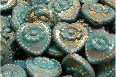 Kraftika 4ks opaque turquoise green terracotta bronzové srdce beads