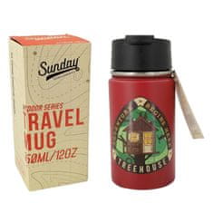 Sunday Outdoor Goods Travel Mug Termohrnek nerez 350ml tmavě červený (motiv chaty)