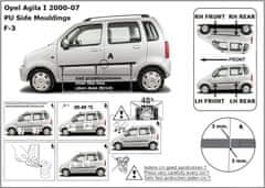 Rider Ochranné boční lišty na dveře, Opel Agila, 2000-2007