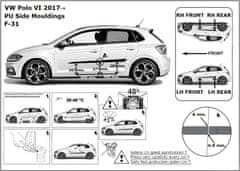 Rider Ochranné boční lišty na dveře, VW Polo VI, 2017- ,