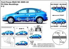 Rider Ochranné boční lišty na dveře, Ford Focus II, 2004-2011