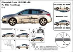 Rider Ochranné boční lišty na dveře, Chevrolet Cruze, 2011-2016, Hatchback