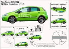 Rider Ochranné boční lišty na dveře, Fiat Punto III, 2012-2018