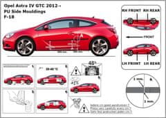 Rider Ochranné boční lišty na dveře, Opel Astra J GTC, 2011-2018, 3 dveř.